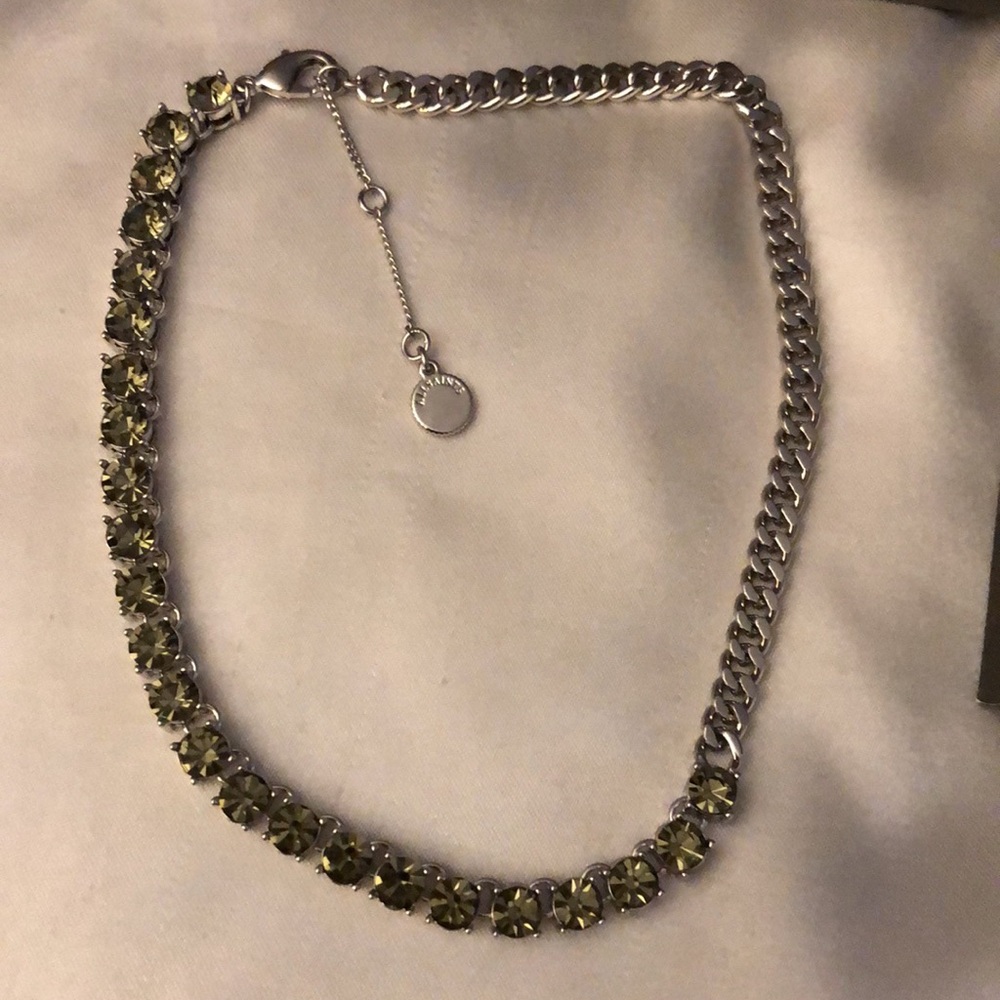 All Saints Mixed Silver Tone Curb Chain & Smoky Black Crystal Necklace NEW - Picture 3 of 13